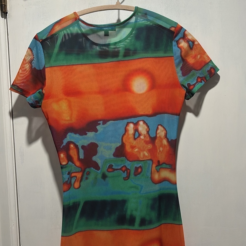 MIAOU Billie abstract infrared gradient midi mesh dress size xs - Picture 5 of 5